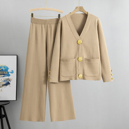 Ensemble Maëla cardigan maille et pantalon large