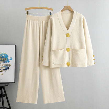 Ensemble Maëla cardigan maille et pantalon large