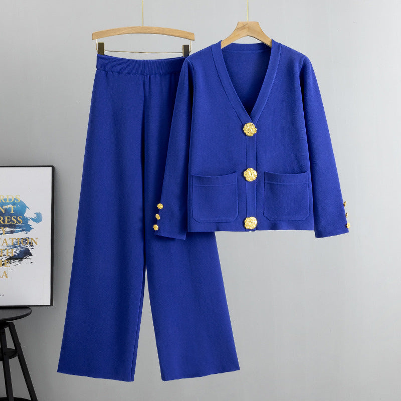 Ensemble Maëla cardigan maille et pantalon large