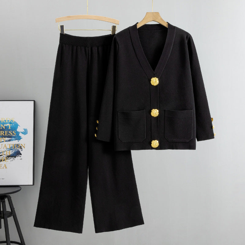 Ensemble Maëla cardigan maille et pantalon large