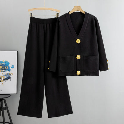 Ensemble Maëla cardigan maille et pantalon large