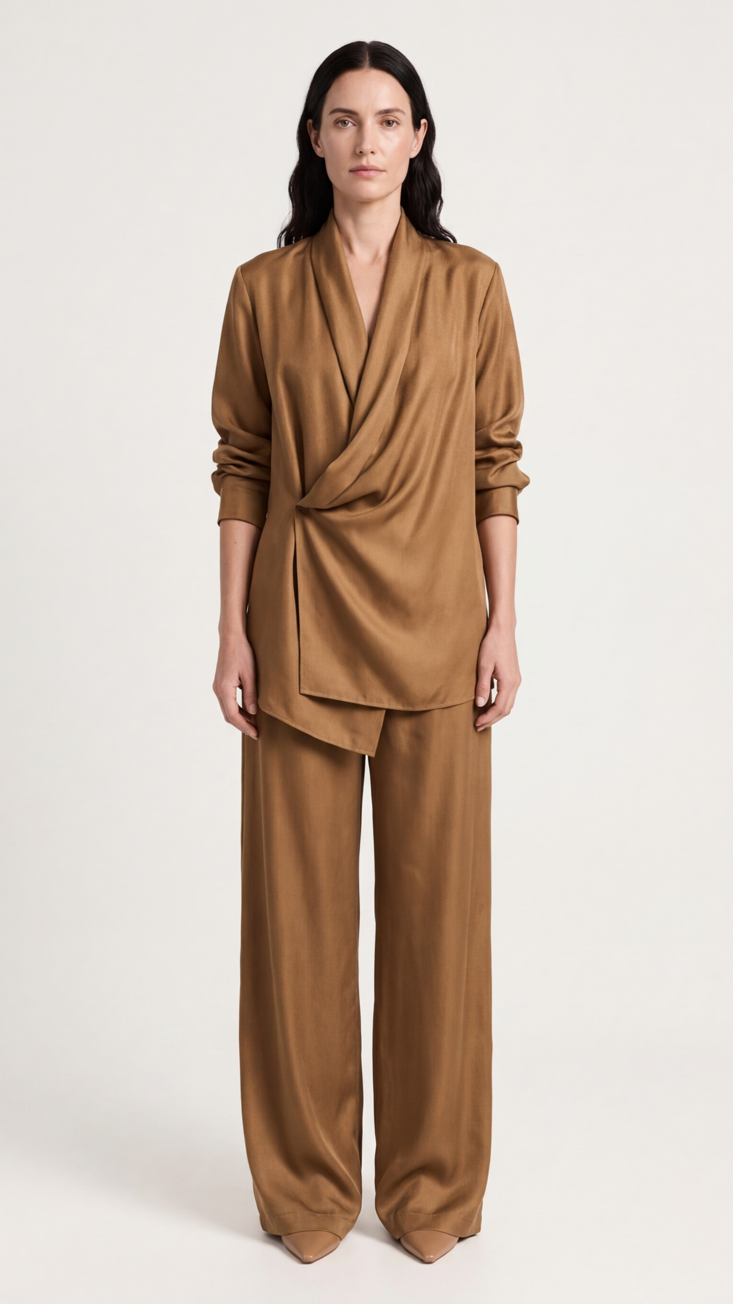 Ensemble Liora blouse satinée et pantalon large