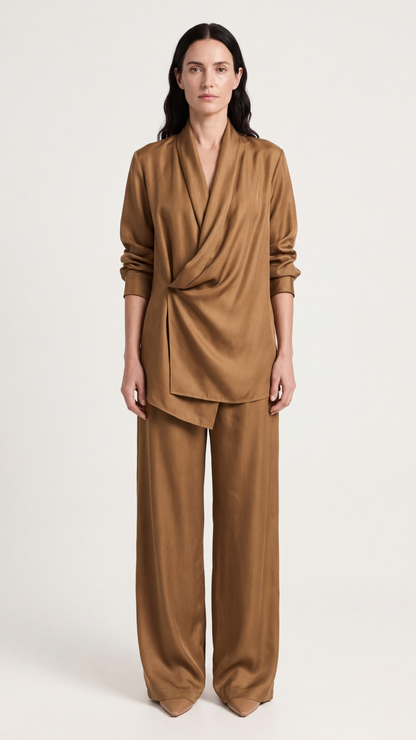 Ensemble Liora blouse satinée et pantalon large