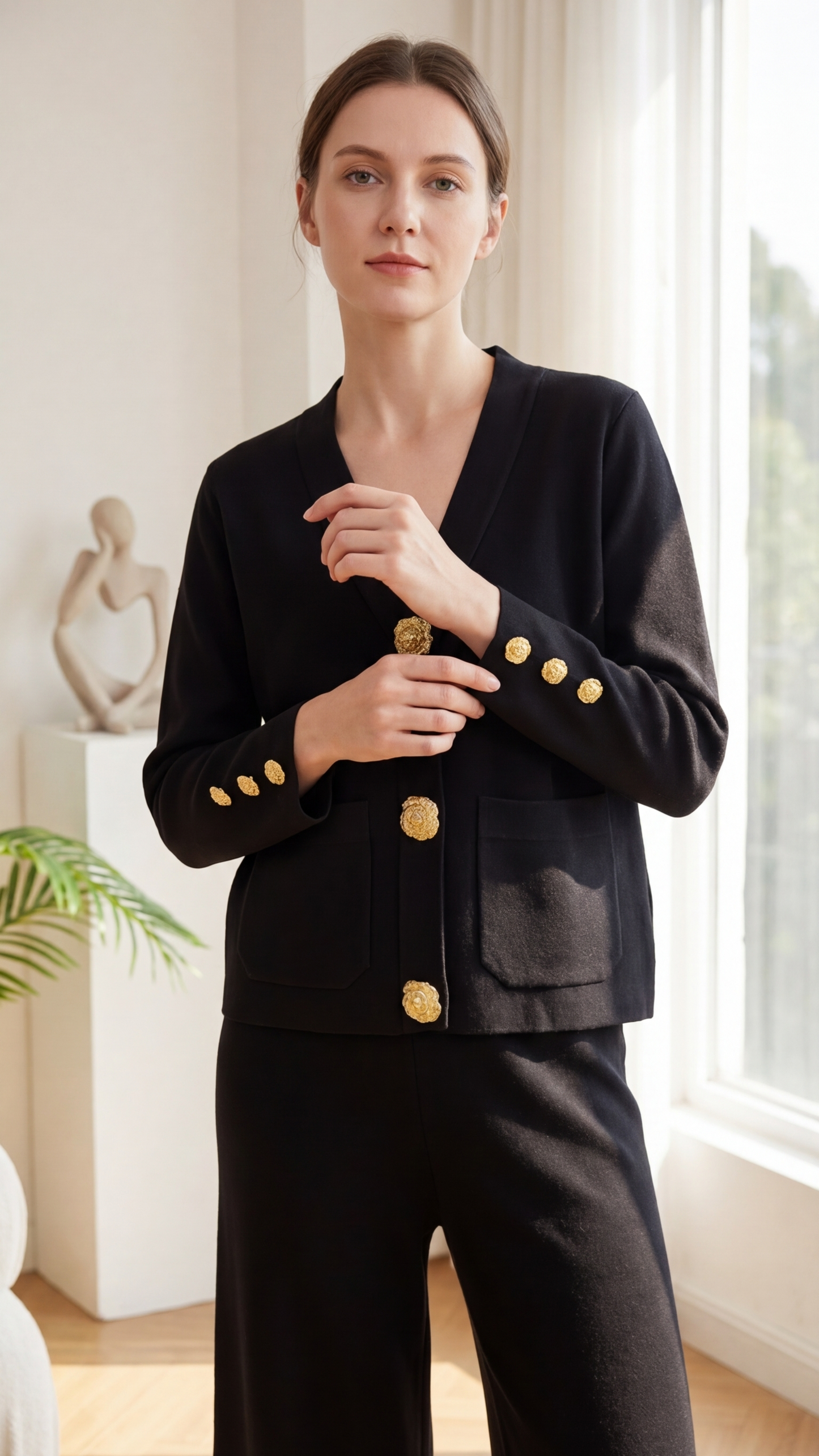 Ensemble Maëla cardigan maille et pantalon large