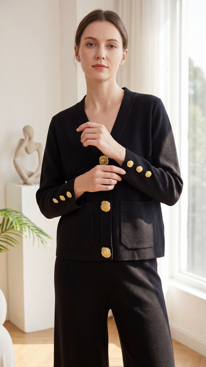 Ensemble Maëla cardigan maille et pantalon large