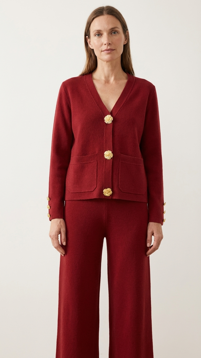 Ensemble Maëla cardigan maille et pantalon large
