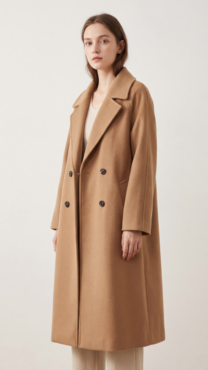 Manteau Alira long en laine structurée