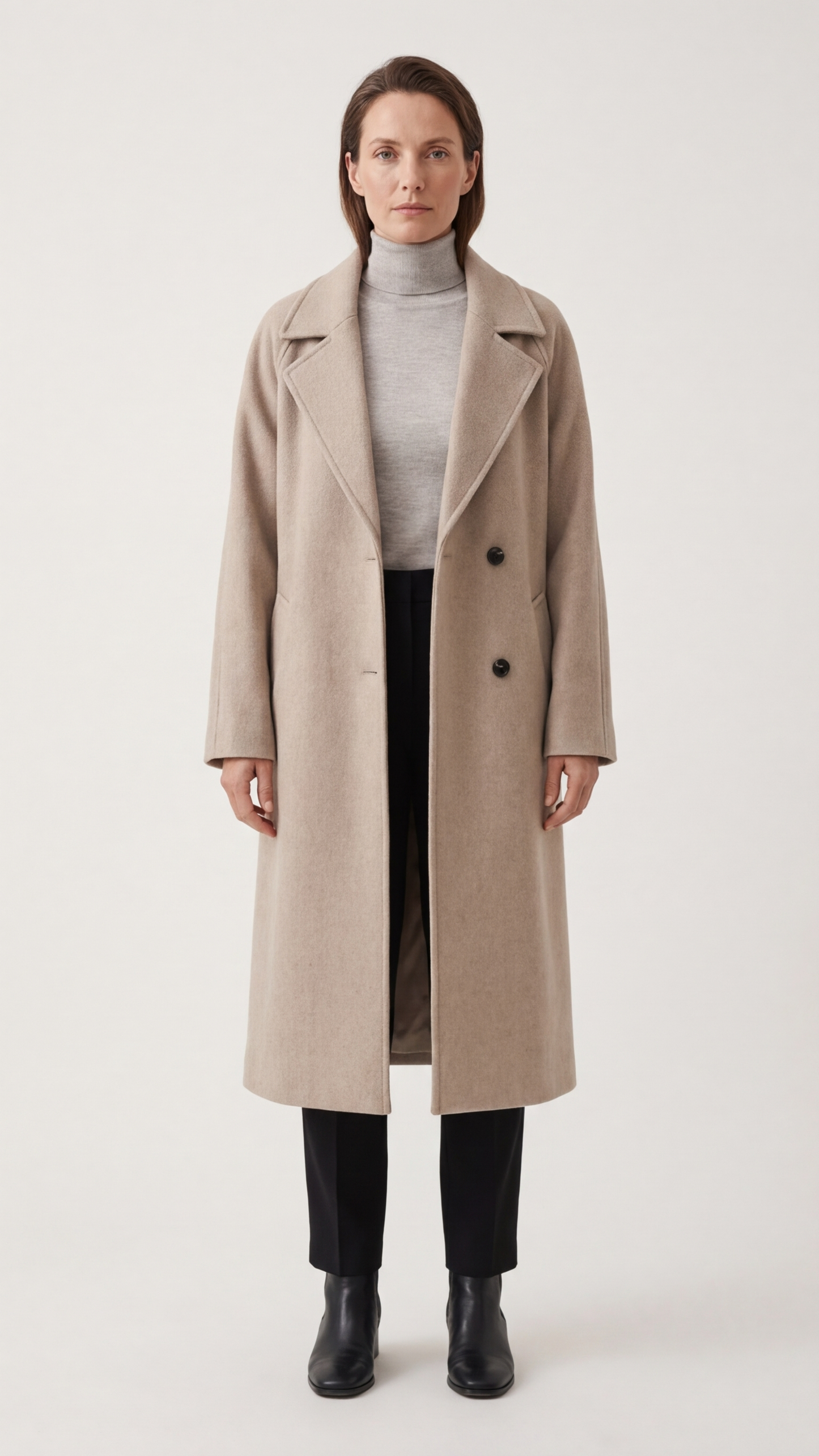 Manteau Alira long en laine structurée