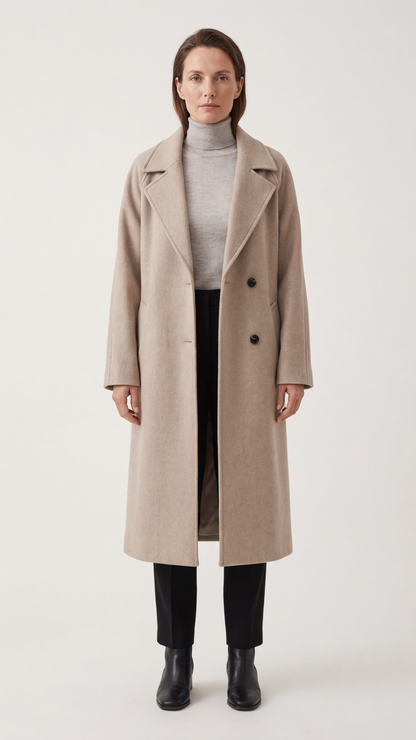 Manteau Alira long en laine structurée