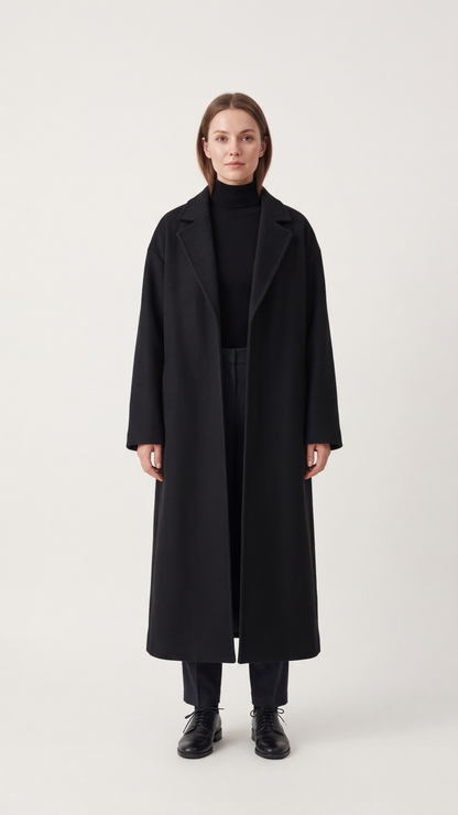 Manteau Alira long en laine structurée