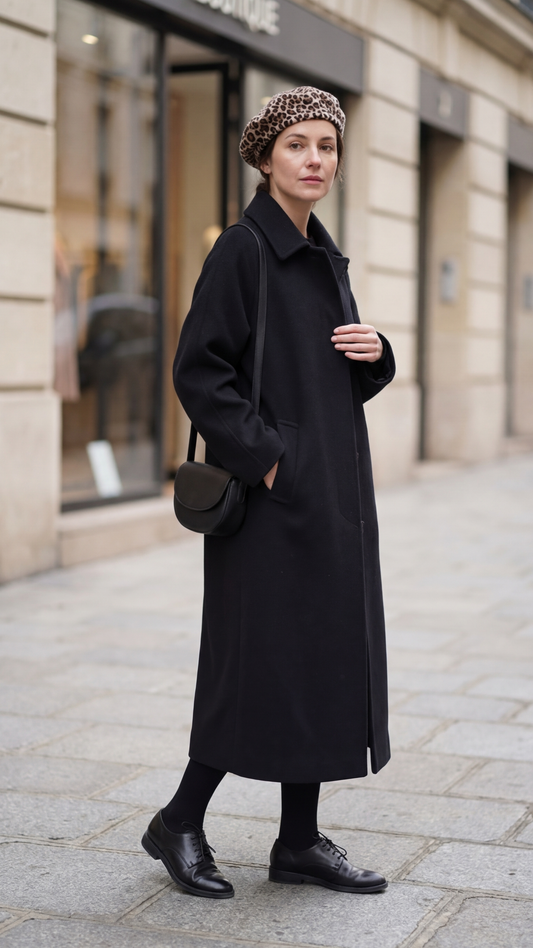 Manteau Alira long en laine structurée