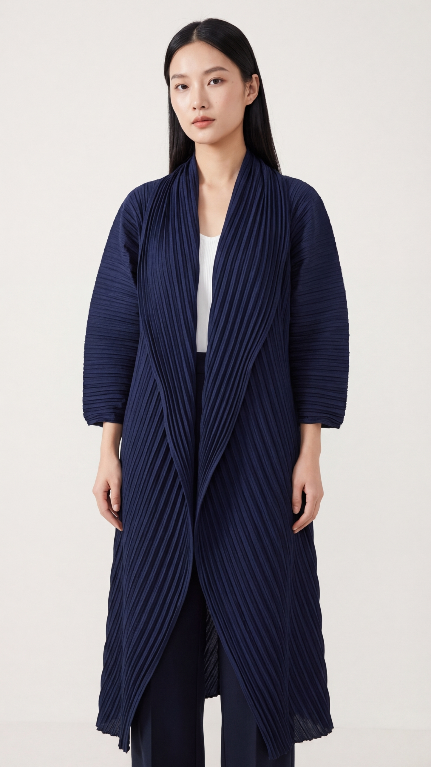 Manteau Kyōto plissé ceinturé