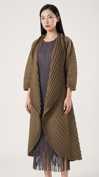 Manteau Kyōto plissé ceinturé