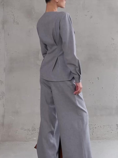 Ensemble Aléna top croisé et pantalon large