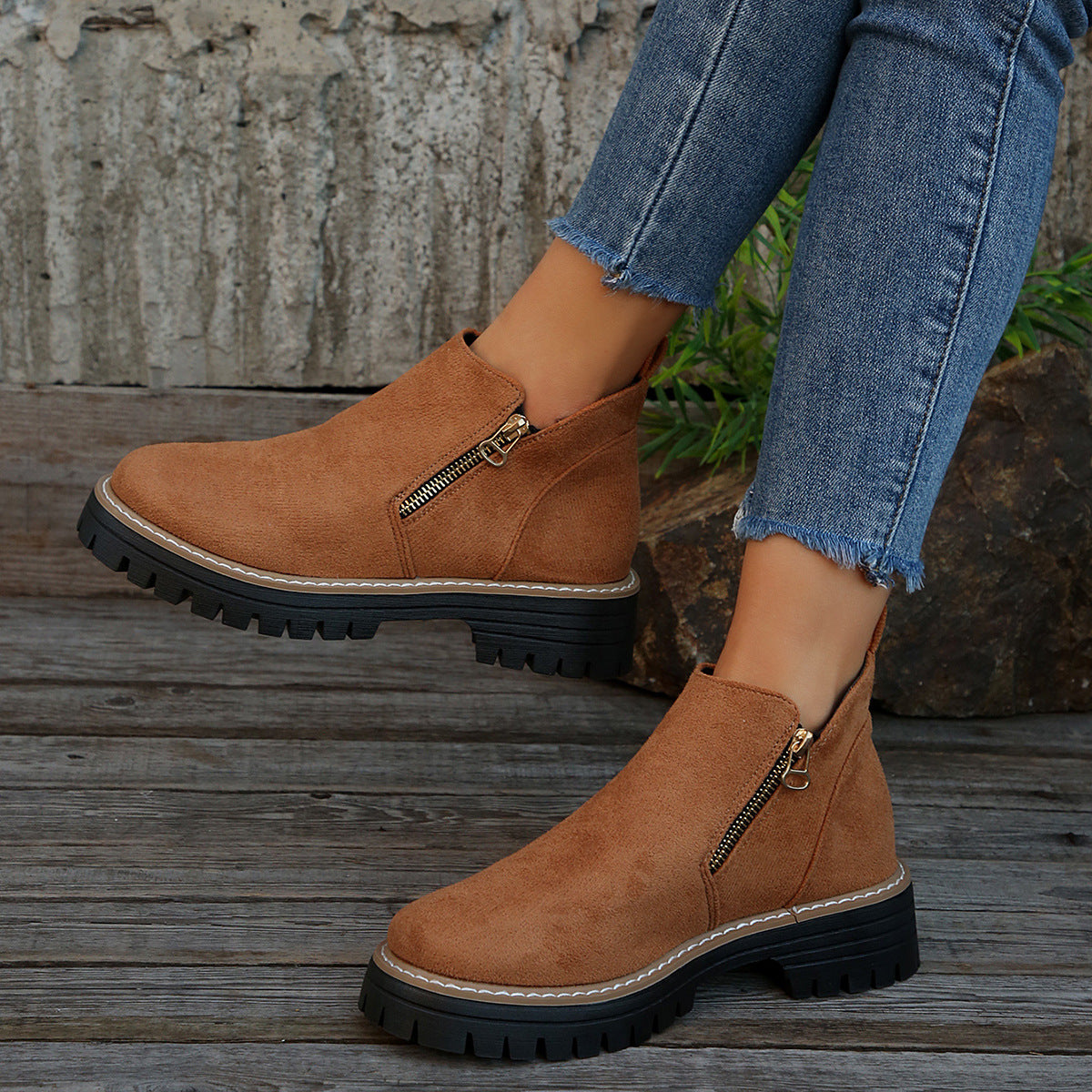 Bottines Elona en suédine texturée