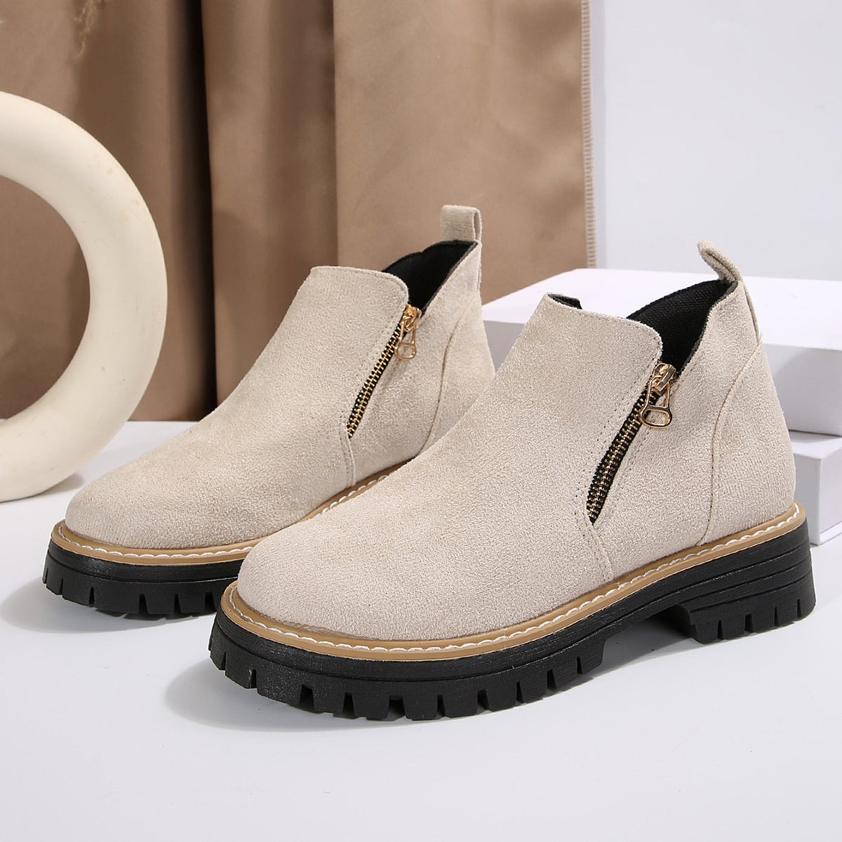 Bottines Elona en suédine texturée