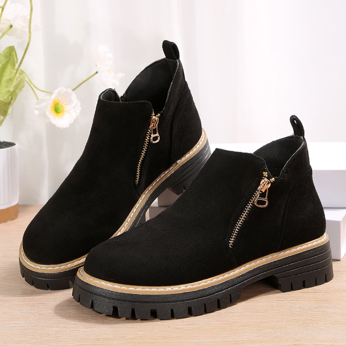 Bottines Elona en suédine texturée