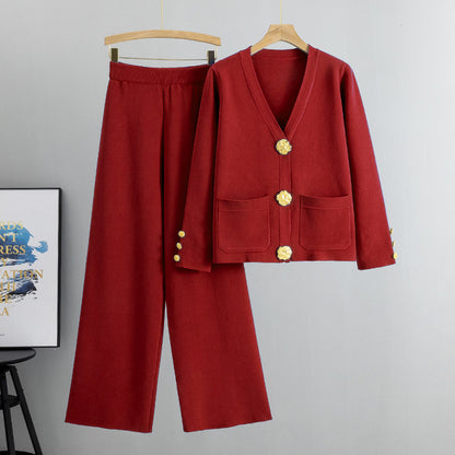 Ensemble Maëla cardigan maille et pantalon large