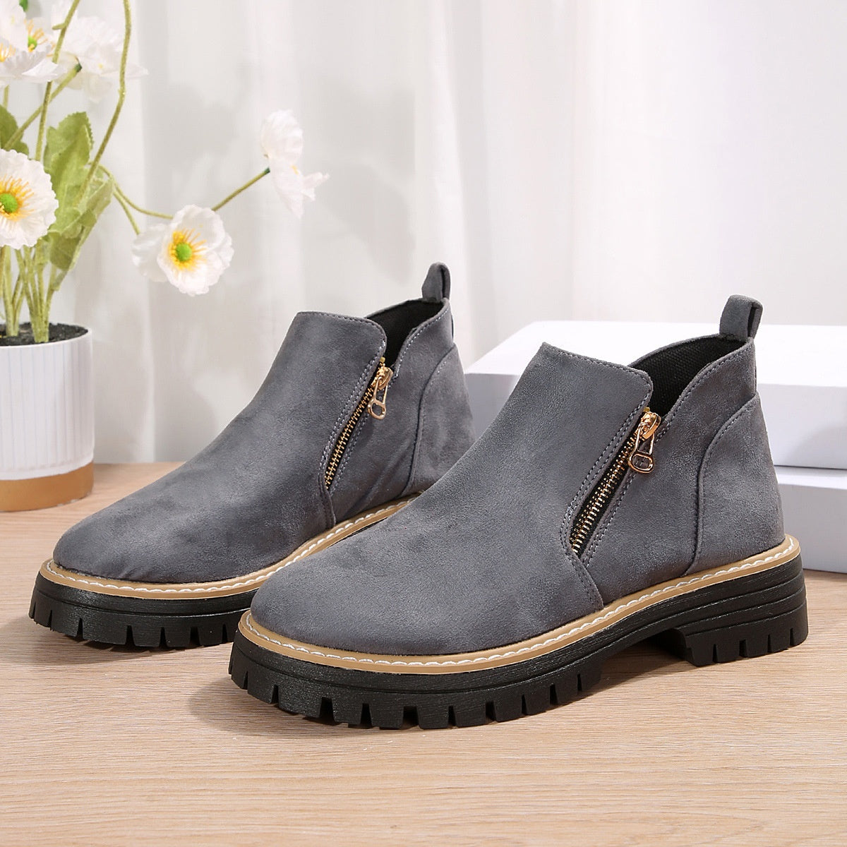 Bottines Elona en suédine texturée